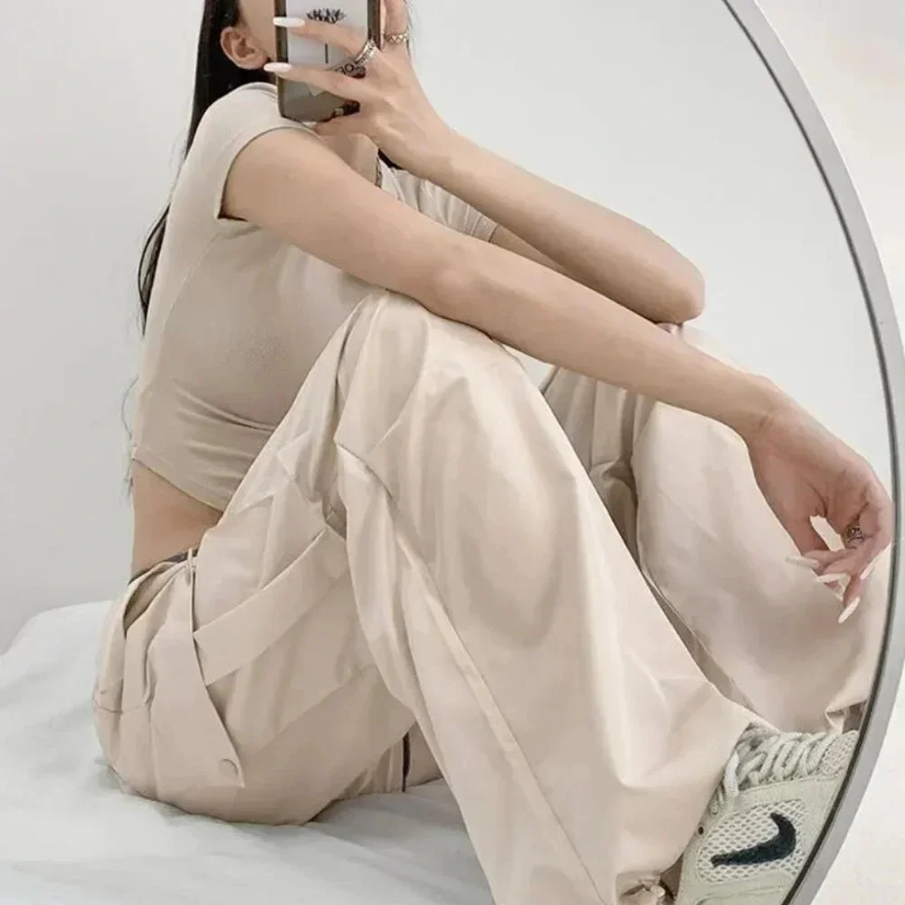 YesStyle Drawstring Street Cargo Pants, Tan & Gray, Size S Small - Picture 4 of 13